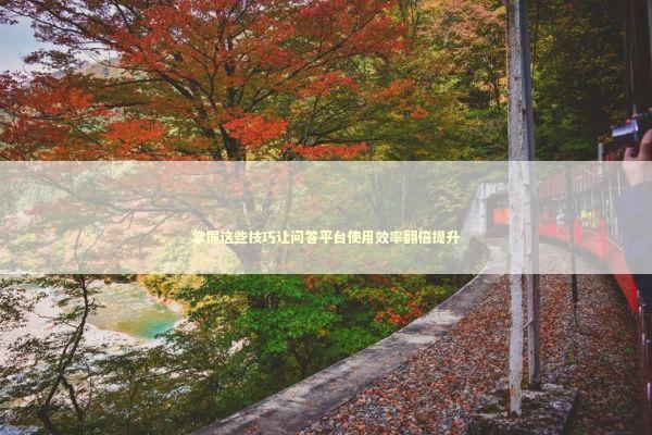 掌握这些技巧让问答平台使用效率翻倍提升 新闻